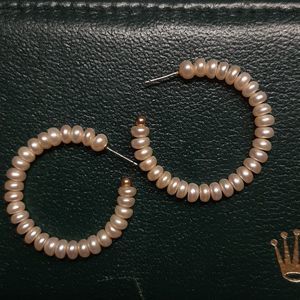 Gold and freshwater pearl hoop earrings